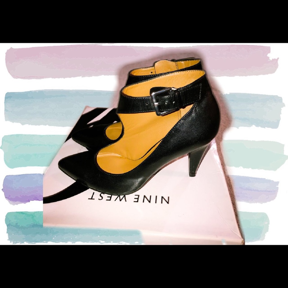 Nine West•New•Black Leather Heels•Size 6